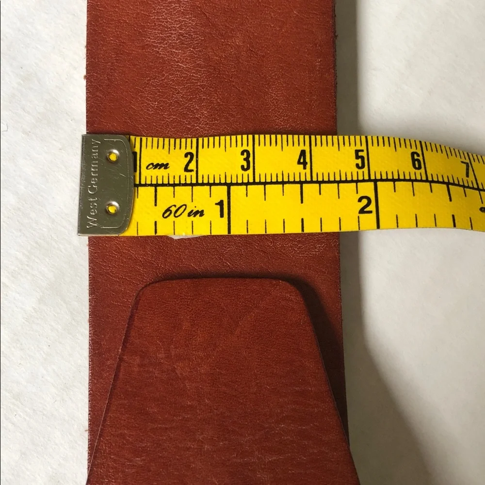Fossil Wide Brown Leather Belt Brass Rings and Snaps 36-37